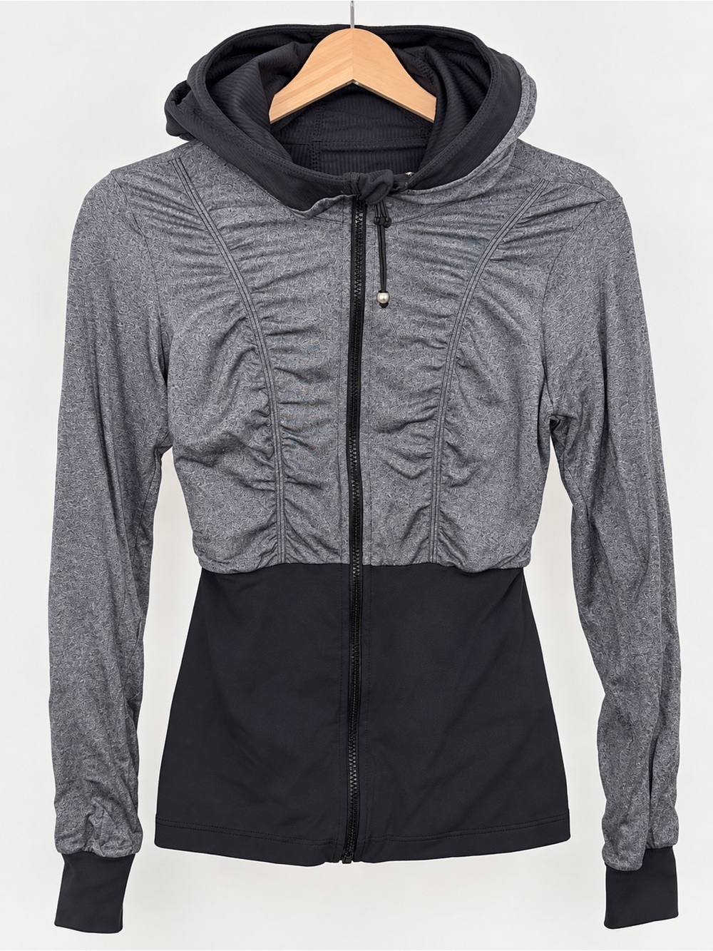 Lululemon Dance Studio Jacket III Reversible Gray Black Ruched Size 0
